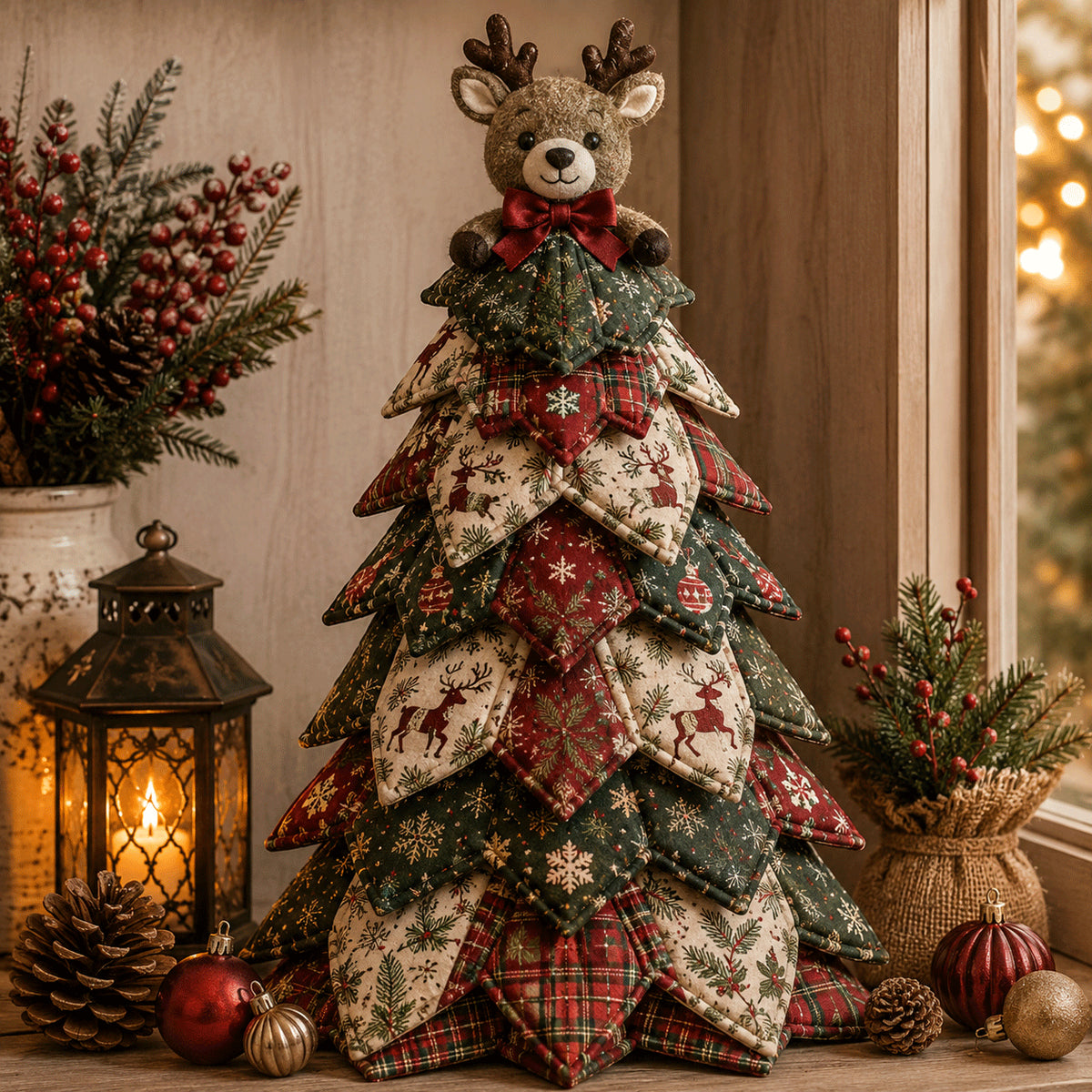 🔥LAST DAY 50% OFF - 🎄🧵DIY Quilted Christmas Tree Kit – Handmade Fabric Holiday Tabletop Tree Decor