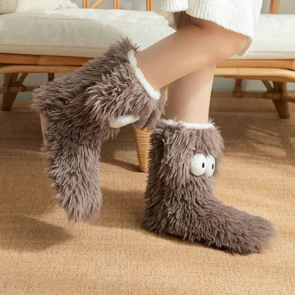 Plusock Plus Size Fluffy Monster Indoor Slipper Socks