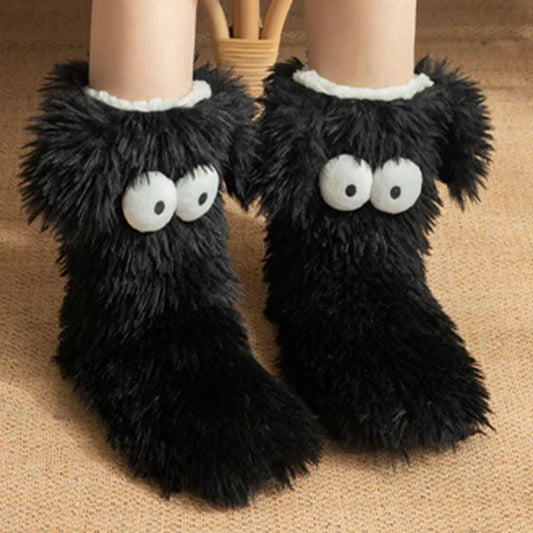 Plusock Plus Size Fluffy Monster Indoor Slipper Socks