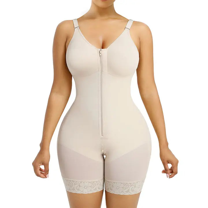 Women’s Colombian Tummy Control Bodysuit Shapewear with Butt Lift & Zipper Crotch