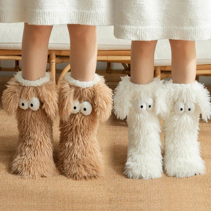 Plusock Plus Size Fluffy Monster Indoor Slipper Socks
