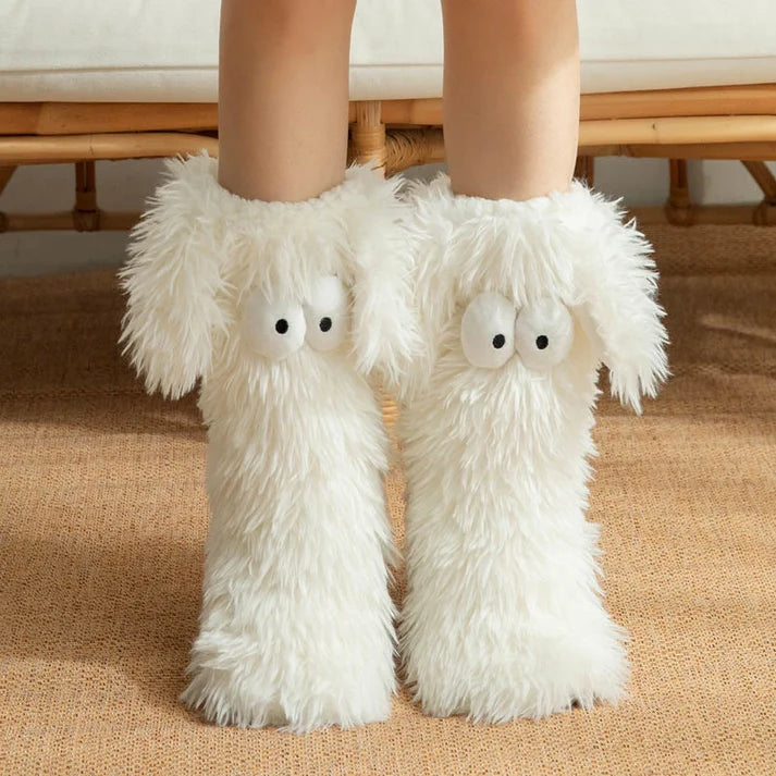 Plusock Plus Size Fluffy Monster Indoor Slipper Socks