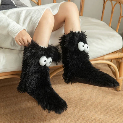 Plusock Plus Size Fluffy Monster Indoor Slipper Socks