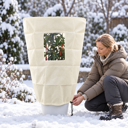 🧶✨Winterschutz Pflanzenabdeckung mit Reißverschluss & Kordelzug
