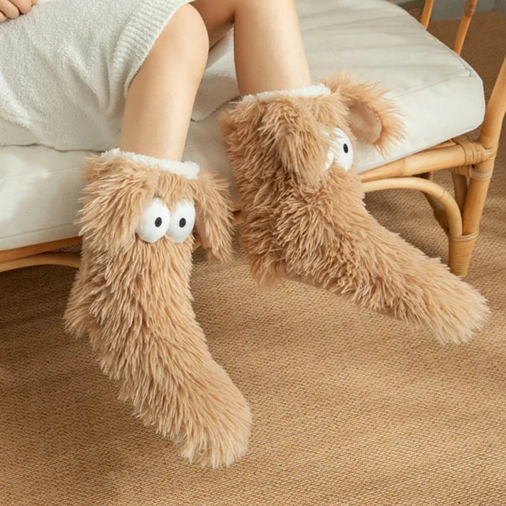 Plusock Plus Size Fluffy Monster Indoor Slipper Socks