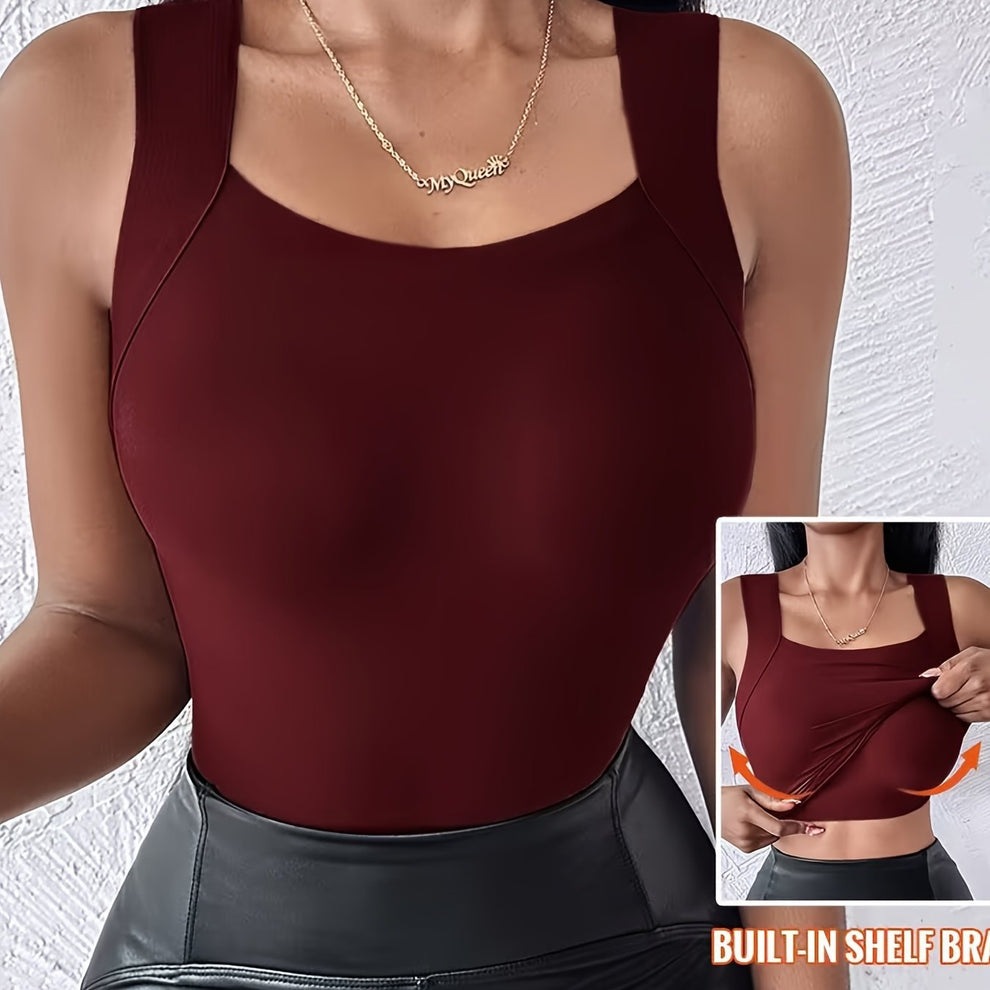 🔥Year-End Clearance Sale 50% OFF🔥Women's U Neck Thermal Tank Tops with Built-In Bra