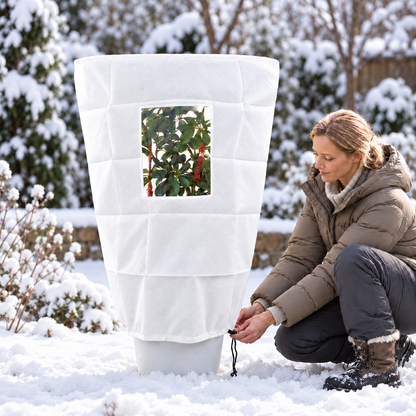 🧶✨Winterschutz Pflanzenabdeckung mit Reißverschluss & Kordelzug