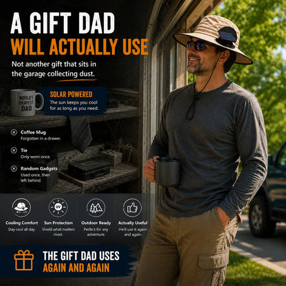 Wireless Solar-Powered Fan Hat – Ideal for Fishing and Hiking – Men's Accessory / Father's Day Gift