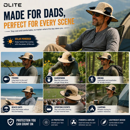 Wireless Solar-Powered Fan Hat – Ideal for Fishing and Hiking – Men's Accessory / Father's Day Gift