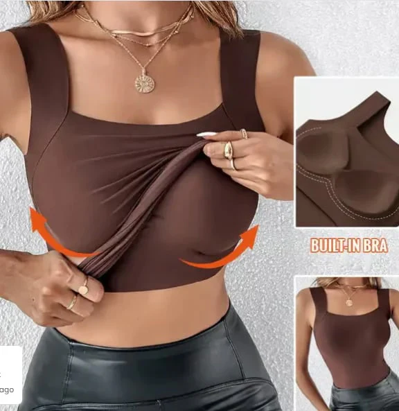 🔥Year-End Clearance Sale 50% OFF🔥Women's U Neck Thermal Tank Tops with Built-In Bra