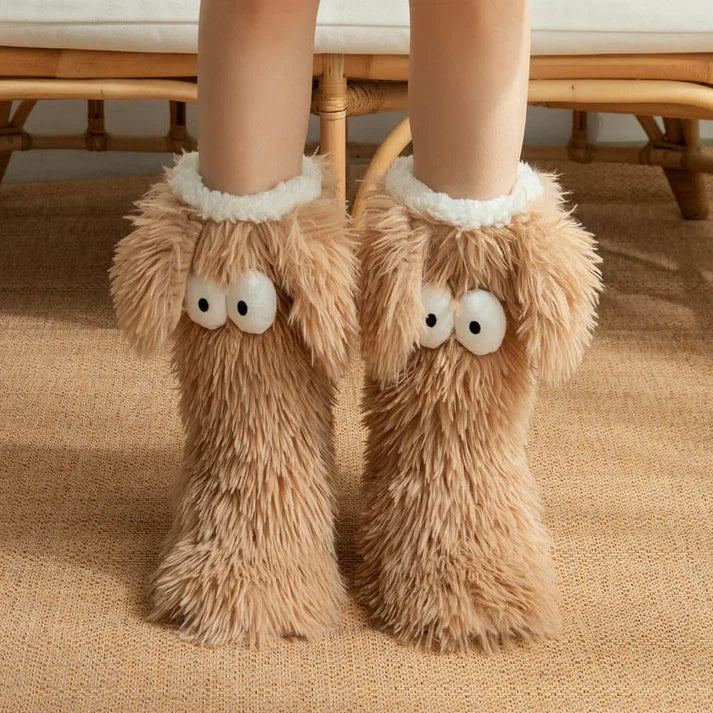 Plusock Plus Size Fluffy Monster Indoor Slipper Socks