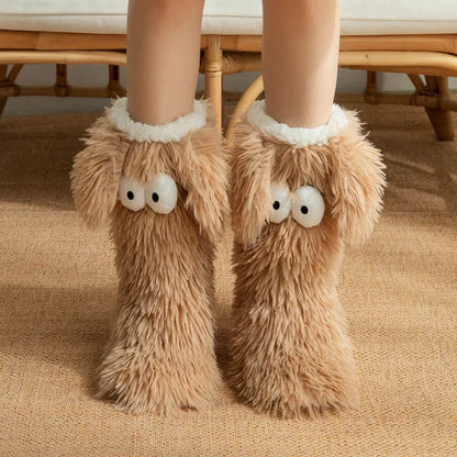 Plusock Plus Size Fluffy Monster Indoor Slipper Socks