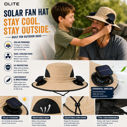 Wireless Solar-Powered Fan Hat – Ideal for Fishing and Hiking – Men's Accessory / Father's Day Gift