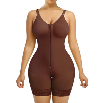 Women’s Colombian Tummy Control Bodysuit Shapewear with Butt Lift & Zipper Crotch