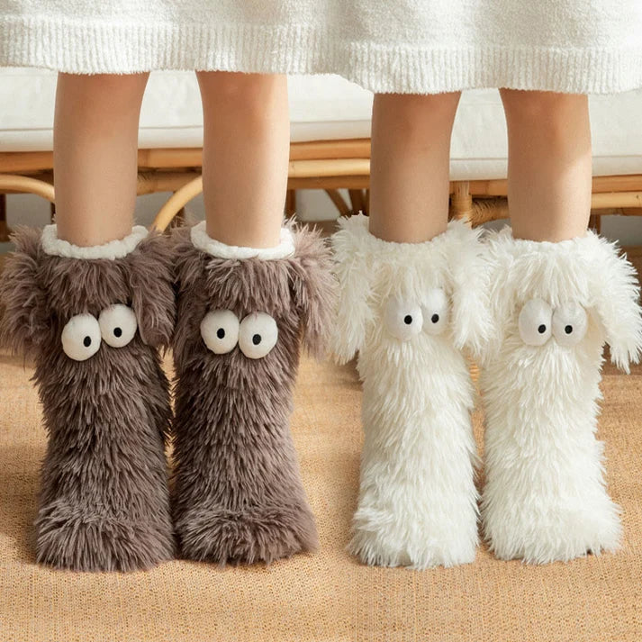 Plusock Plus Size Fluffy Monster Indoor Slipper Socks