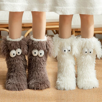 Plusock Plus Size Fluffy Monster Indoor Slipper Socks