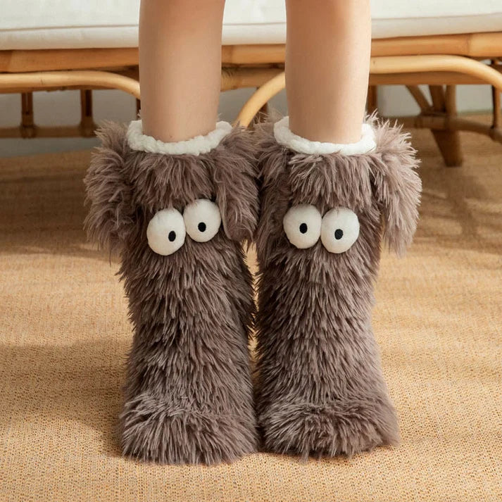 Plusock Plus Size Fluffy Monster Indoor Slipper Socks