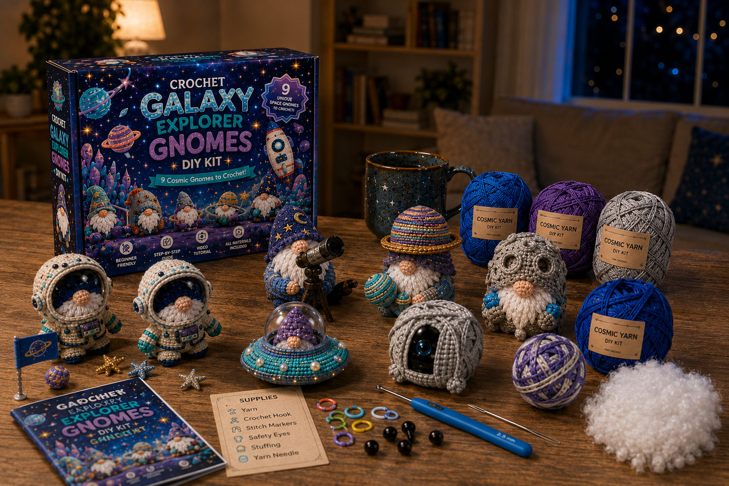 🧶✨ Whimsical Gnome Crochet DIY Kit – 9 Unique CreationsChoose Your World. Pick Up Your Hook. Create Something Wonderful.
