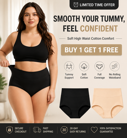 【⏰BUY 1 GET1 FREE⏰】Smooth Your Tummy Soft High Waist Cotton Comfort