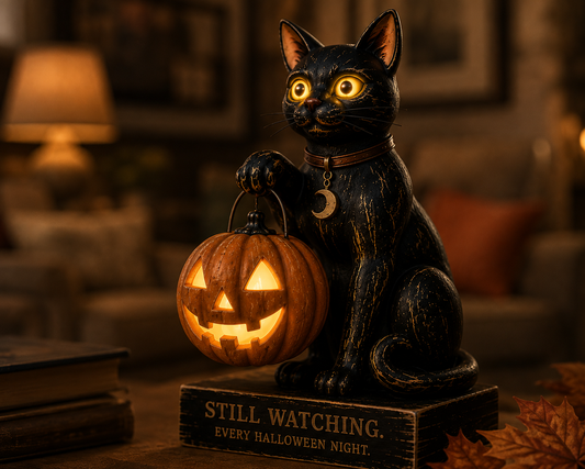 🍂The Halloween Night Watcher™ Vintage Light-Up Black Cat Halloween Decor🎃
