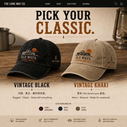 ★★OLD WAYS. GOOD DAYS.™ Vintage Washed Cap★★
