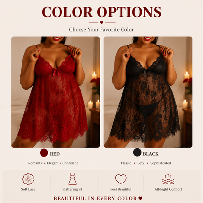 ✨ Elegant Lace Babydoll Sleepwear for Curvy Women  Feel Beautiful, Confident & Comfortable Every Night