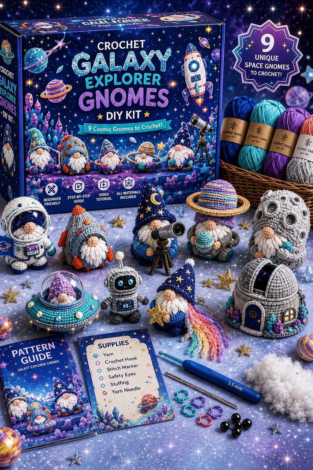 🧶✨ Whimsical Gnome Crochet DIY Kit – 9 Unique CreationsChoose Your World. Pick Up Your Hook. Create Something Wonderful.
