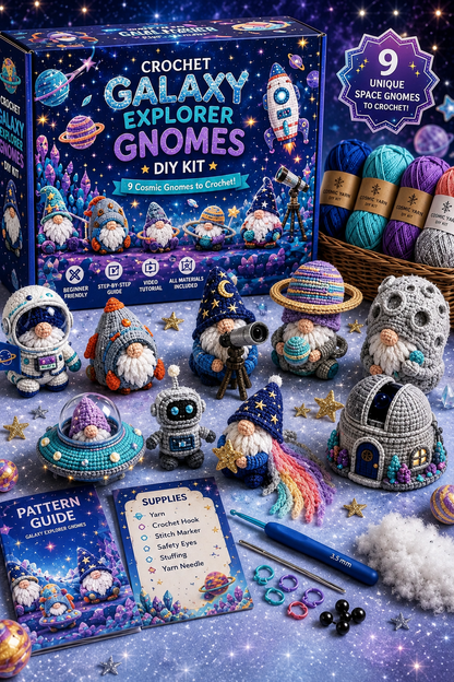🧶✨ Whimsical Gnome Crochet DIY Kit – 9 Unique CreationsChoose Your World. Pick Up Your Hook. Create Something Wonderful.