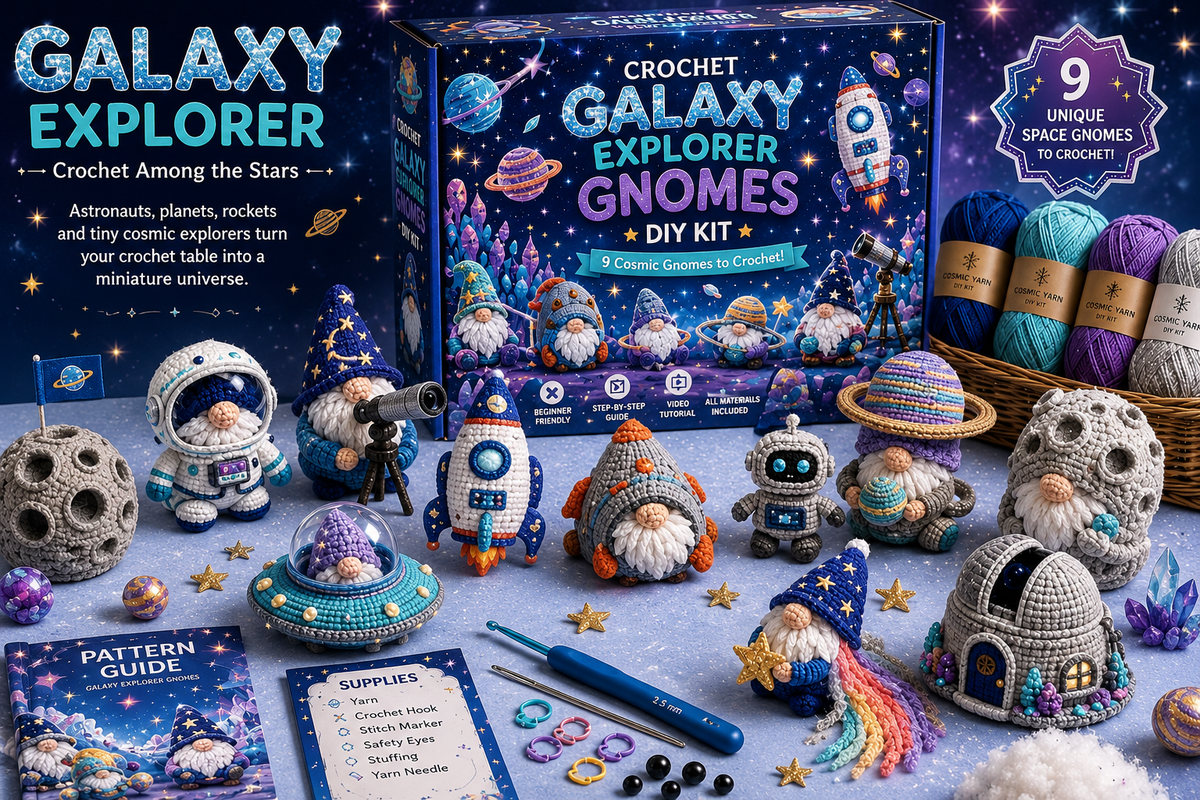 🧶✨ Whimsical Gnome Crochet DIY Kit – 9 Unique CreationsChoose Your World. Pick Up Your Hook. Create Something Wonderful.