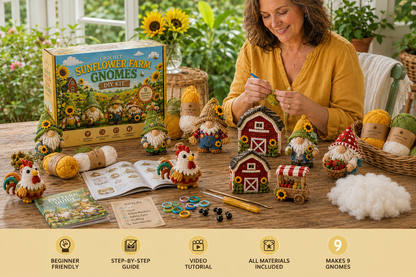 🧶✨ Whimsical Gnome Crochet DIY Kit – 9 Unique CreationsChoose Your World. Pick Up Your Hook. Create Something Wonderful.