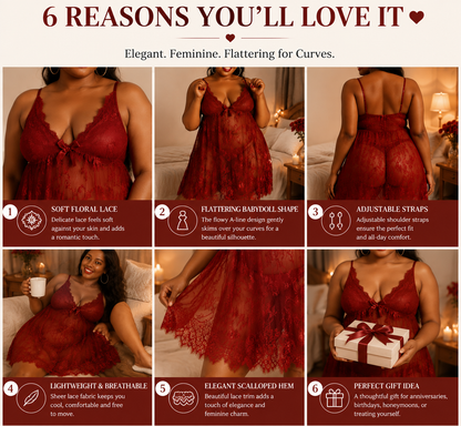 ✨ Elegant Lace Babydoll Sleepwear for Curvy Women  Feel Beautiful, Confident & Comfortable Every Night
