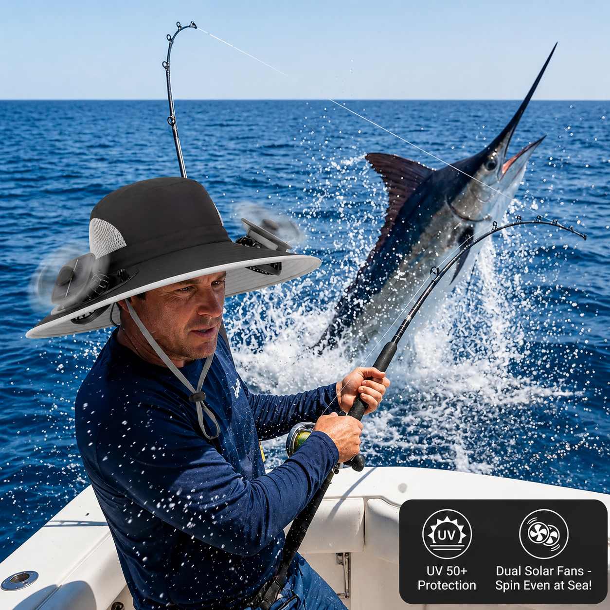 Wireless Solar-Powered Fan Hat – Ideal for Fishing and Hiking – Men's Accessory / Father's Day Gift